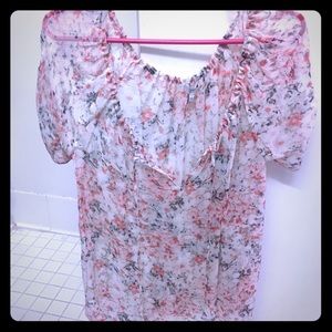 Joie floral silk short-sleeved blouse in size XS